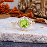 Luxury 4-Prong Round Cut Peridot Engagement Ring